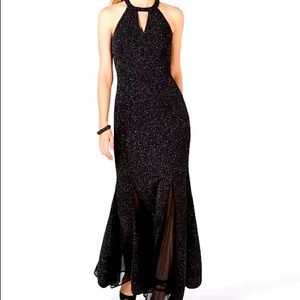 Glitter knit teardrop gown